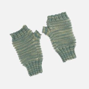Dee’s Loominary, hand knitted, wool blend fingerless gloves.